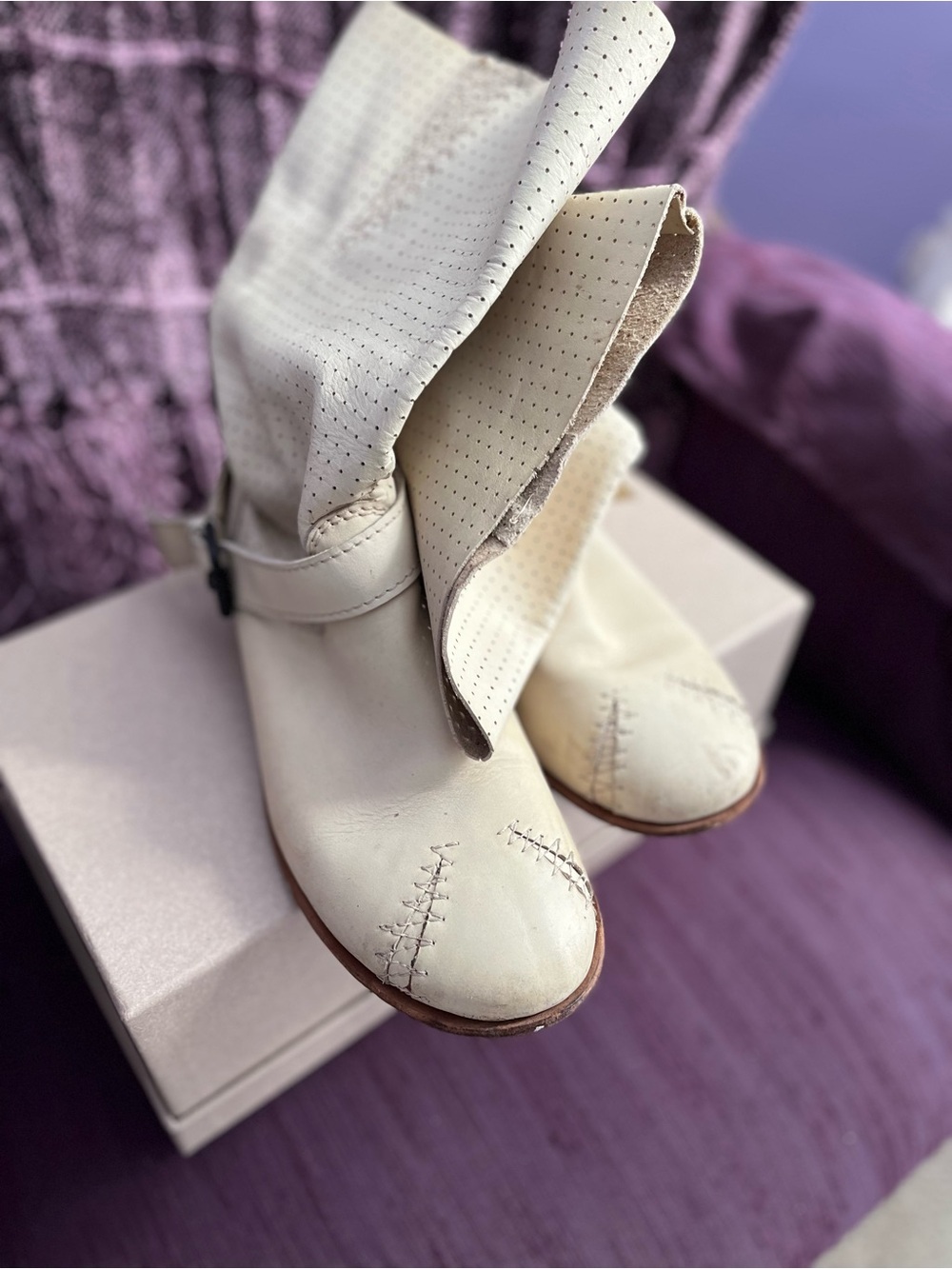 Cream Girbaud Fold-Over Boot